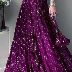 Georgette Purple Sequins Wedding Lehenga Choli Readymade