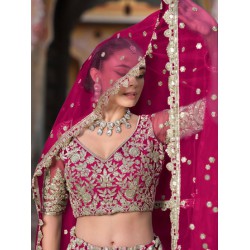 Hot Pink Beautiful Floral Embroidery Lehenga Choli Readymade