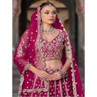 Hot Pink Beautiful Floral Embroidery Lehenga Choli Readymade