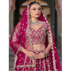 Hot Pink Beautiful Floral Embroidery Lehenga Choli Readymade