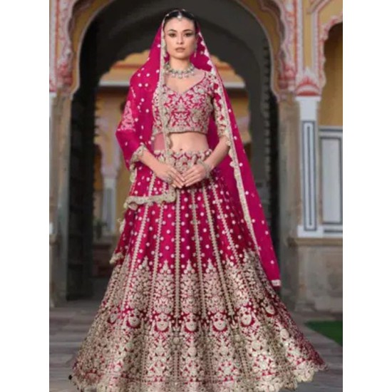 Hot Pink Beautiful Floral Embroidery Lehenga Choli Readymade