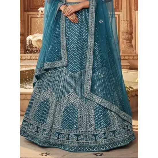 Heavy Teal Blue Fancy Stone Designer Lehenga Choli Readymade Heavy Teal Blue Fancy Stone Designer Lehenga Choli Readymade