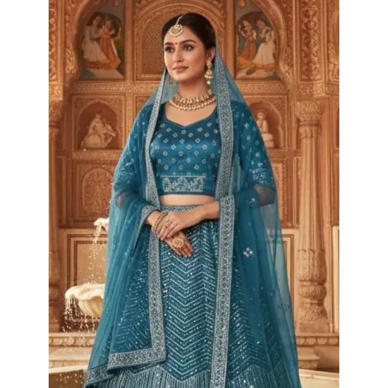 Heavy Teal Blue Fancy Stone Designer Lehenga Choli Readymade Heavy Teal Blue Fancy Stone Designer Lehenga Choli Readymade