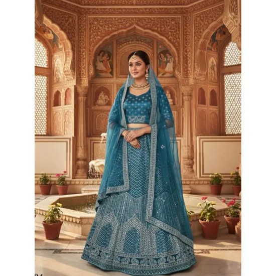 Heavy Teal Blue Fancy Stone Designer Lehenga Choli Readymade Heavy Teal Blue Fancy Stone Designer Lehenga Choli Readymade
