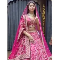 Pink Georgette Sequins Designer Wedding Lehenga Choli Readymade Pink Georgette Sequins Designer Wedding Lehenga Choli Readymade