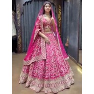 Pink Georgette Sequins Designer Wedding Lehenga Choli Readymade