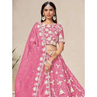 Pink Silk Embroidery Bridal Lehenga Choli Readymade