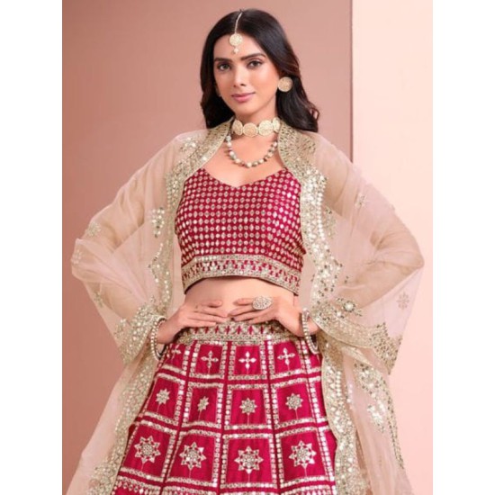 Red Silk Embroidery Designer Bridal Lehenga Choli Readymade