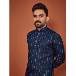 Soft Cotton Sequence Embroidery Men's Kurta with Pajama Set
