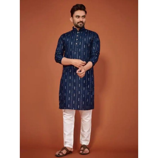 Soft Cotton Sequence Embroidery Men's Kurta with Pajama Set