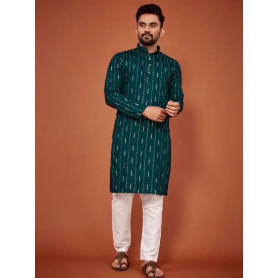 Soft Cotton Sequence Embroidery Men's Kurta with Pajama Set
