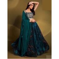Silk Organza Blue Latest Embroidered Lehenga Choli Readymade