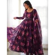Beautiful Georgette Floral Print Party Wear Readymade Gown