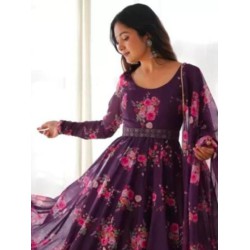 Beautiful Georgette Floral Print Party Wear Readymade Gown