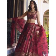 Georgette Digital Print Sequins Wedding Lehenga Choli Readymade