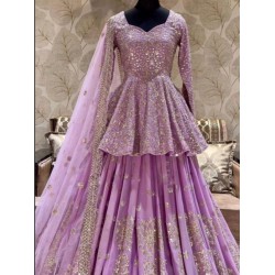 Georgette Embroidery Sequence Anarkali Lehenga Party Wear