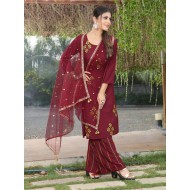 Rayon Embroidery Kurtis with Bottom Dupatta Set