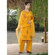 Rayon Embroidery Kurtis with Bottom Dupatta Set