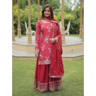 Chinnon Printed Embroidery Sequence Readymade Salwar Suit