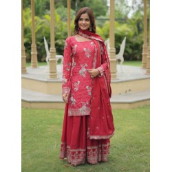 Chinnon Printed Embroidery Sequence Readymade Salwar Suit
