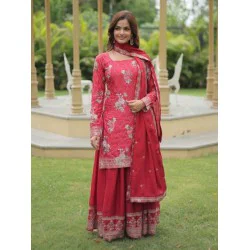 Chinnon Printed Embroidery Sequence Readymade Salwar Suit