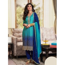 Chinnon Printed Embroidery Sequence Readymade Salwar Suit_4XL