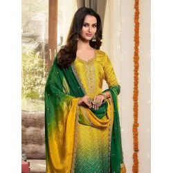 Chinnon Printed Embroidery Sequence Readymade Salwar Suit_4XL