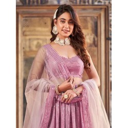Georgette Sequins Designer Light Pink Wedding Lehenga Choli Readymade