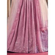 Georgette Sequins Designer Light Pink Wedding Lehenga Choli Readymade