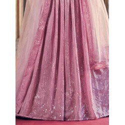 Georgette Sequins Designer Light Pink Wedding Lehenga Choli Readymade