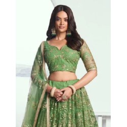 Green Sequence Embroidered Lehenga Choli Readymade