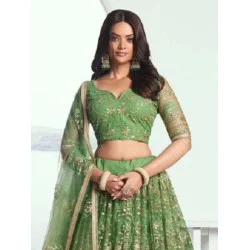 Green Sequence Embroidered Lehenga Choli Readymade
