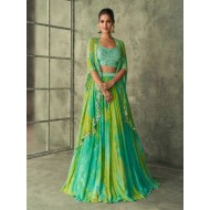 Heavy Georgette Floral Designer Green Lehenga Choli Readymade