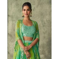 Heavy Georgette Floral Designer Green Lehenga Choli Readymade