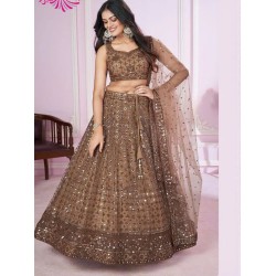 Maroon Brown Designer Sequence Fancy Lehenga Choli Readymade