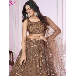 Maroon Brown Designer Sequence Fancy Lehenga Choli Readymade