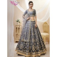Silver Gray Art Silk Embroidery Designer Lehenga Choli Readymade