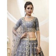 Silver Gray Art Silk Embroidery Designer Lehenga Choli Readymade