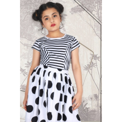 Stretchable Lycra New Stylish Fancy Girl Western T-shirt and Skirt Sets