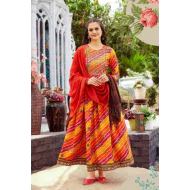 Amazing Embroidery Fancy Stylish Long Flared Gown With Dupatta