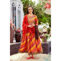 Amazing Embroidery Fancy Stylish Long Flared Gown With Dupatta