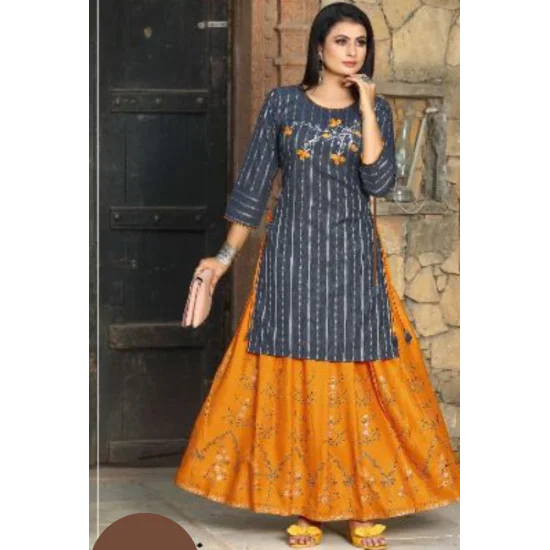 New Elegant Dashing Fancy Kurtis With Skirt Set New Elegant Dashing Fancy Kurtis With Skirt Set