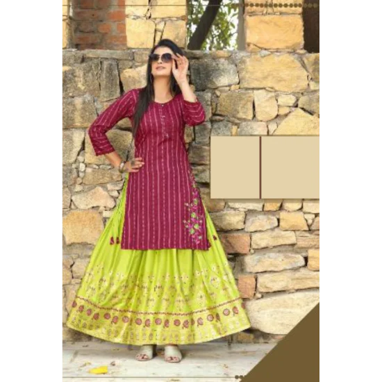 New Elegant Dashing Fancy Kurtis With Skirt Set New Elegant Dashing Fancy Kurtis With Skirt Set