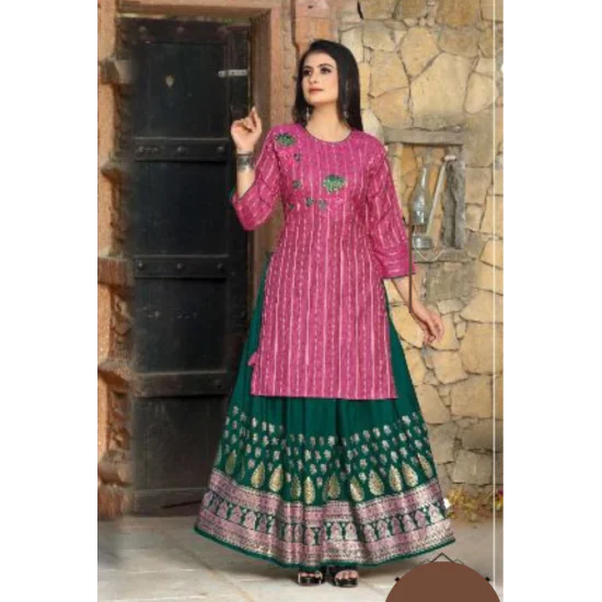 New Elegant Dashing Fancy Kurtis With Skirt Set New Elegant Dashing Fancy Kurtis With Skirt Set