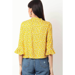 Printed Shirt with Flounce Sleeves